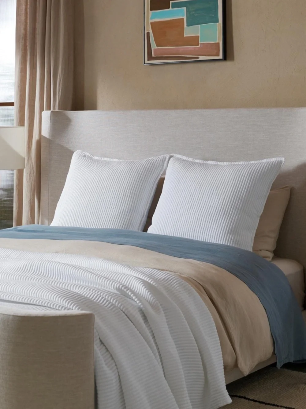 Parachute Matelasse Set of 2 Euro Shams Grey 100% Cotton 26x26 Made in Portugal